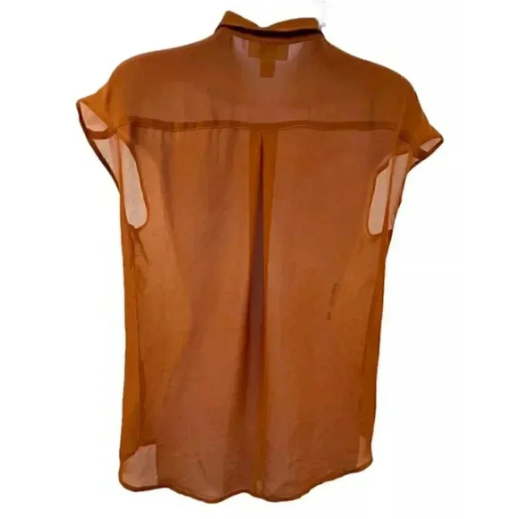 Ann Taylor loft sheer Front Pleated rust sleeveless top Size Small - Picture 2 of 5